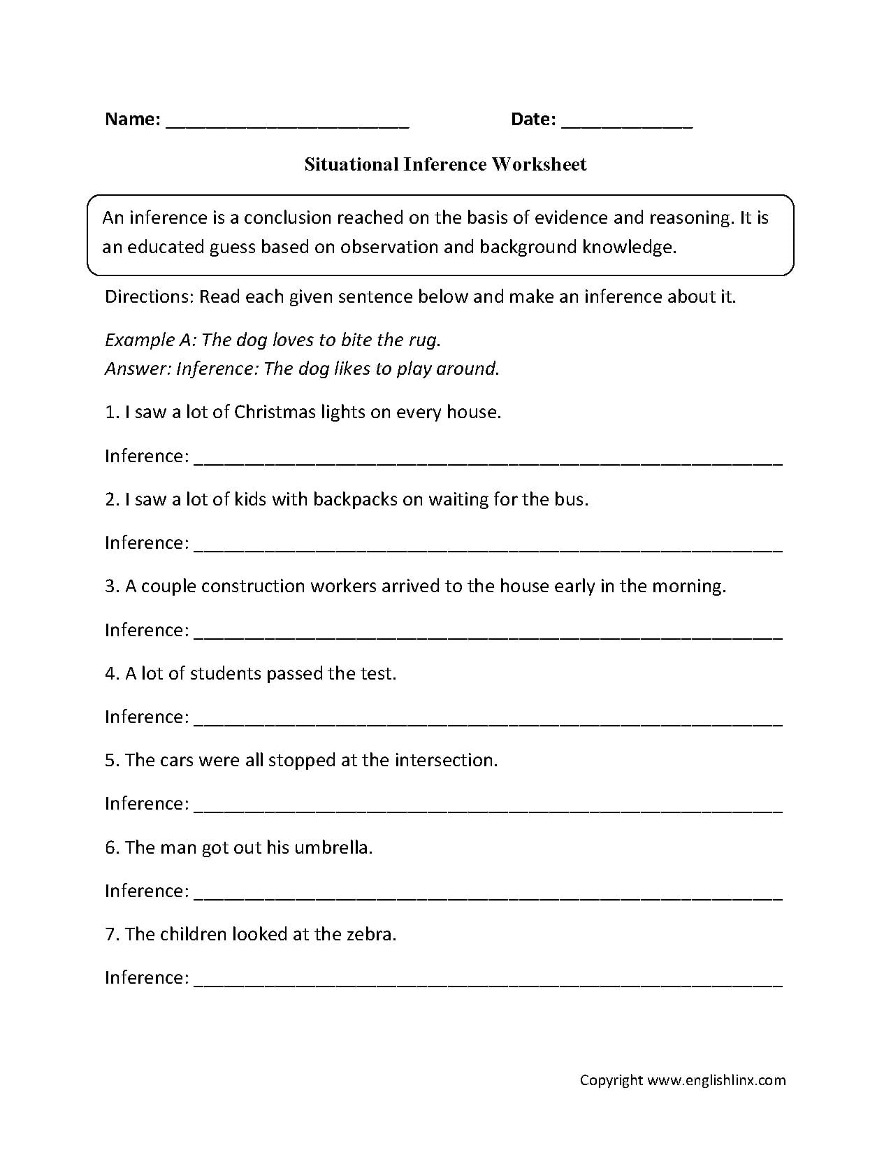 Reading Worksheets  Inference Worksheets Along With Observation And Inference Worksheet