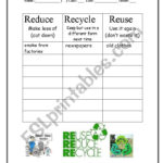 Reduce Reuse And Recycle  Esl Worksheethuangjason Within Recycling Worksheets For Elementary Students