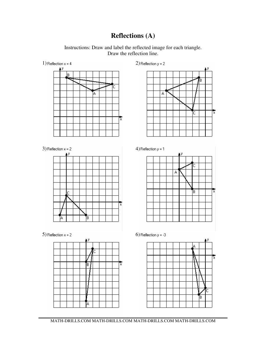 Reflections Old Version A In Reflections Practice Worksheet