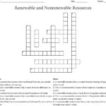 Renewable And Nonrenewable Resources Crossword  Wordmint As Well As Renewable And Nonrenewable Resources Worksheet Pdf
