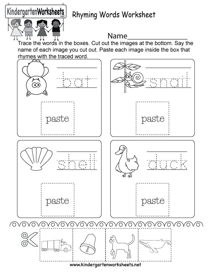 Rhyming Words Worksheet  Free Kindergarten English Worksheet For Kids Inside Rhyming Worksheets For Preschoolers