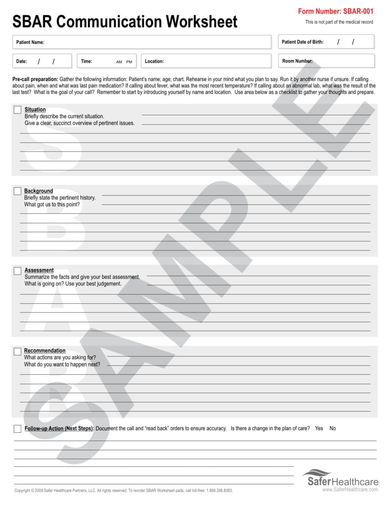 Sbar Communication Worksheet Inside Hand Off Communication Worksheet