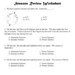 Seasons Review Worksheet Or Reasons For Seasons Worksheet