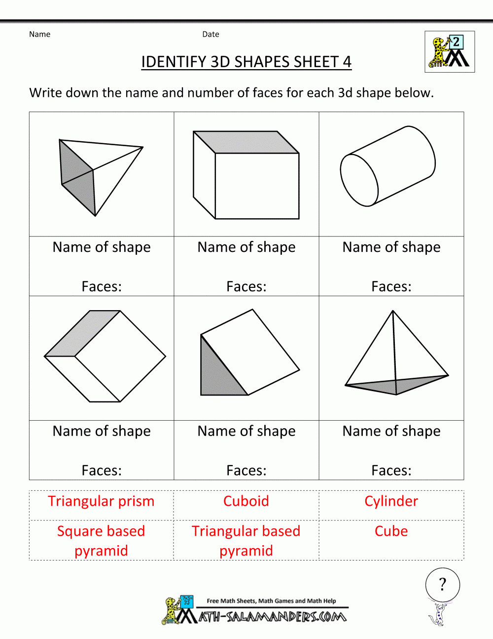 Second Grade Geometry In Free Geometry Worksheets For High School