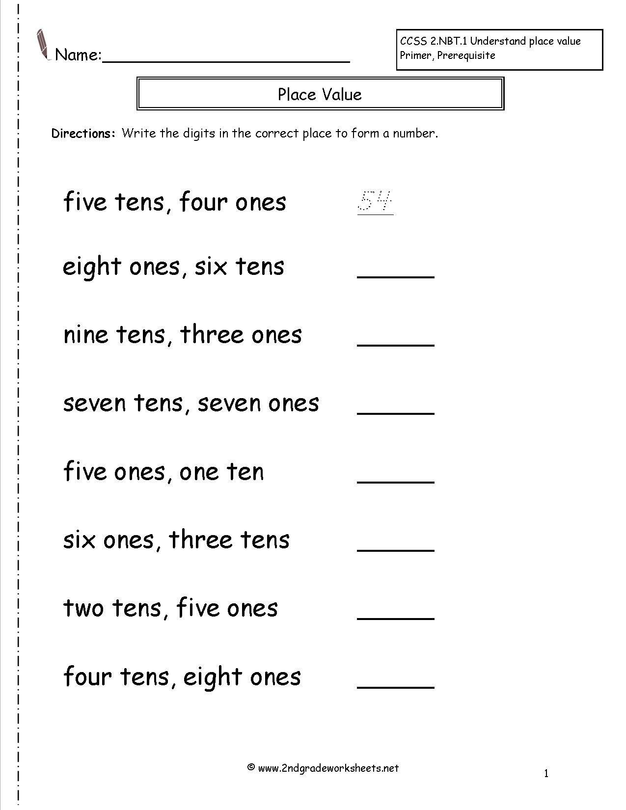 Second Grade Place Value Worksheets Intended For Hundreds Tens And Ones Worksheets