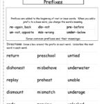Second Grade Prefixes Worksheets Inside Grammar Suffixes Worksheets