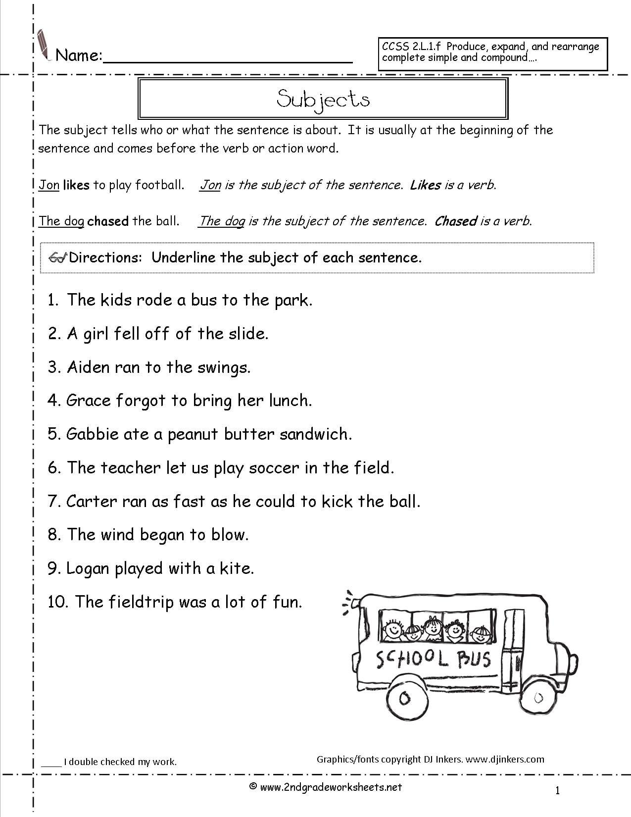 Second Grade Sentences Worksheets Ccss 2L1F Worksheets As Well As Sentence Correction Worksheets