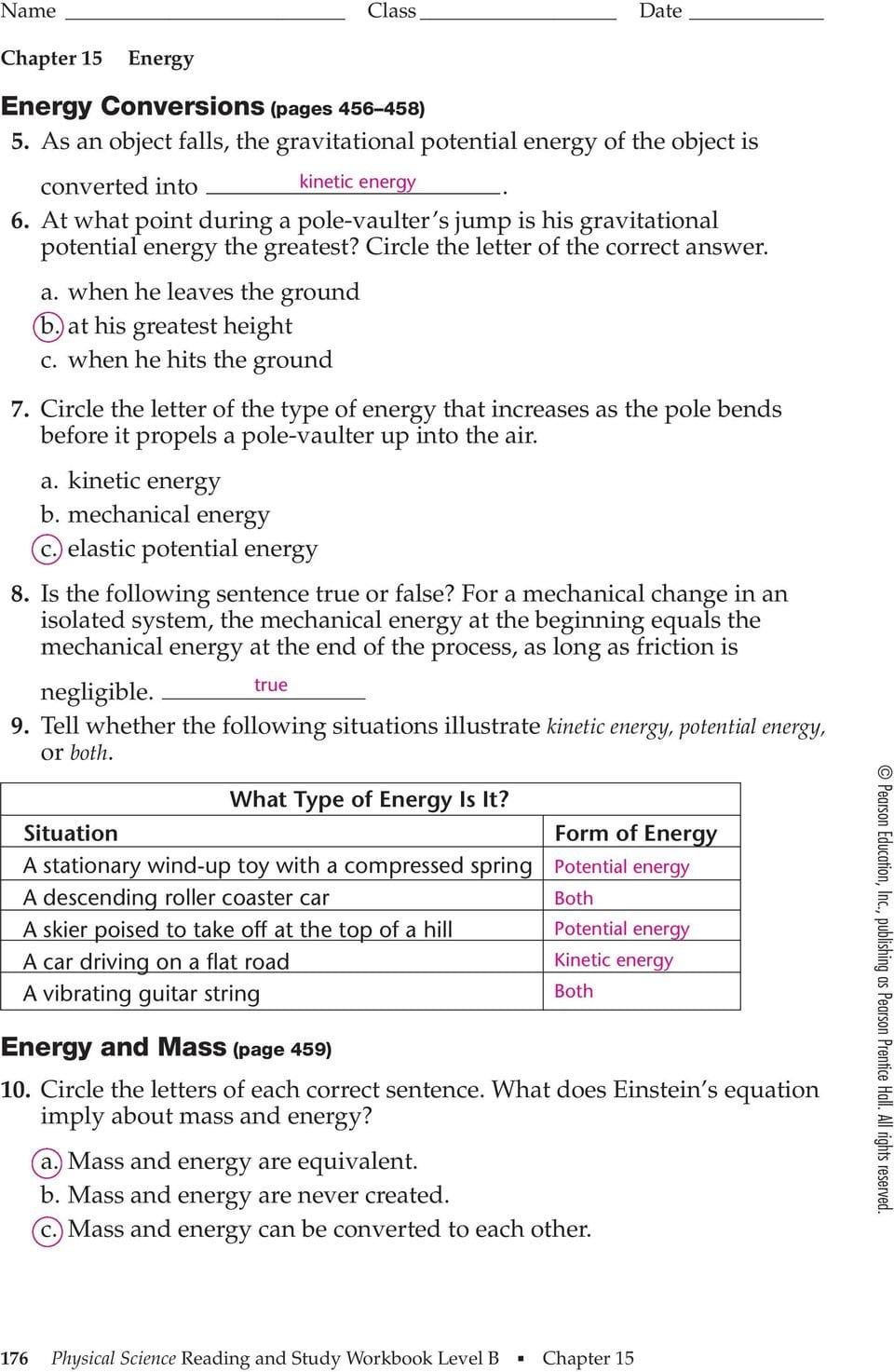 Section 151 Energy And Its Forms Pages   Pdf In Section 15 2 Energy Conversion And Conservation Worksheet Answers