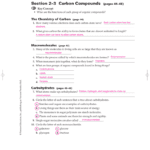 Section 2–3 Carbon Compounds Pages 44–48 With Biology 2 3 Carbon Compounds Worksheet Answers