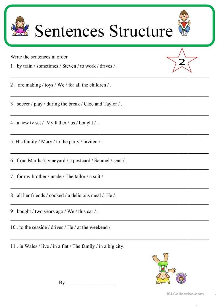 Sentence Structure 2 Worksheet  Free Esl Printable Worksheets Made Regarding Sentence Structure Worksheets