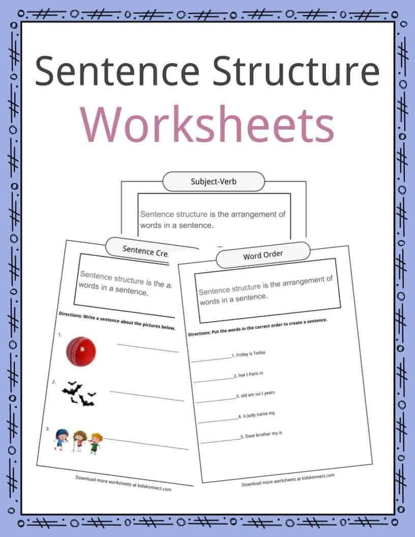 Sentence Structure Worksheets Examples  Definition For Kids Throughout Sentence Structure Worksheets