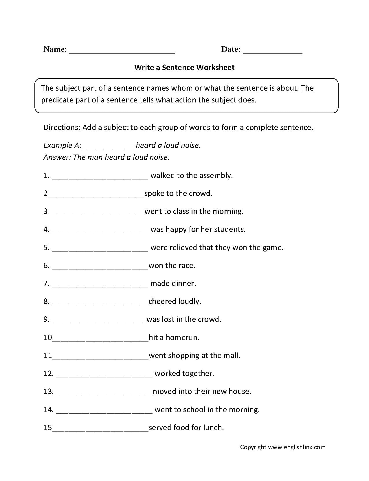 Sentence Structure Worksheets  Sentence Building Worksheets For Sentence Structure Worksheets