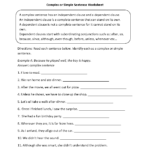Sentences Worksheets  Complex Sentences Worksheets For Simple Compound And Complex Sentences Worksheet Pdf