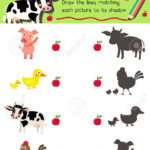 Shadow Matching Game Of Farm Animals For Preschool Kids Activity For Los Animales Printable Worksheets