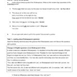 Shakespeare's Language Student Worksheets Pages 1  4  Text Version Regarding Shakespeare Language Worksheet