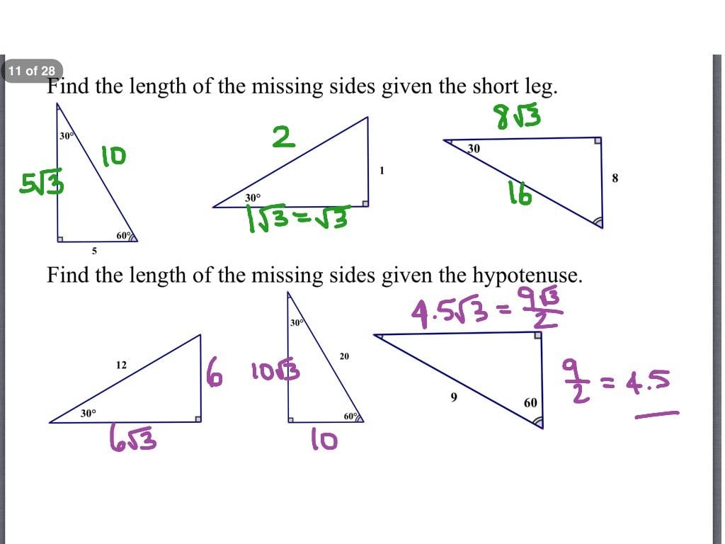Showme  Geometry 72 Special Right Triangles Worksheet Answers Or Special Right Triangles Worksheet Answers