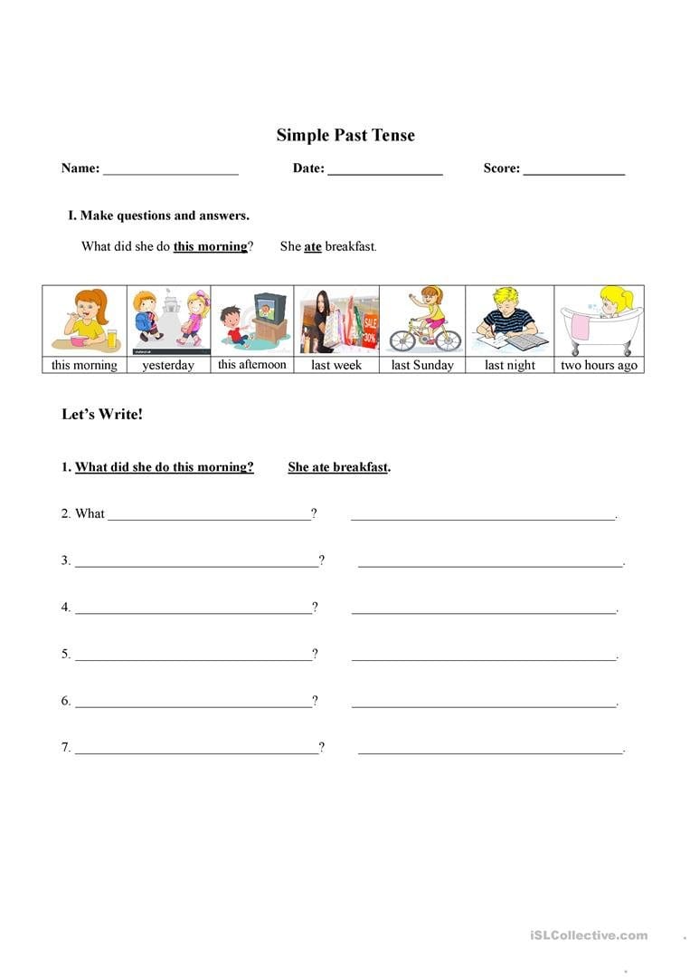 Simple Past Tense Writing Exercises Worksheet  Free Esl Printable As Well As Worksheet Preterite Tense Answers