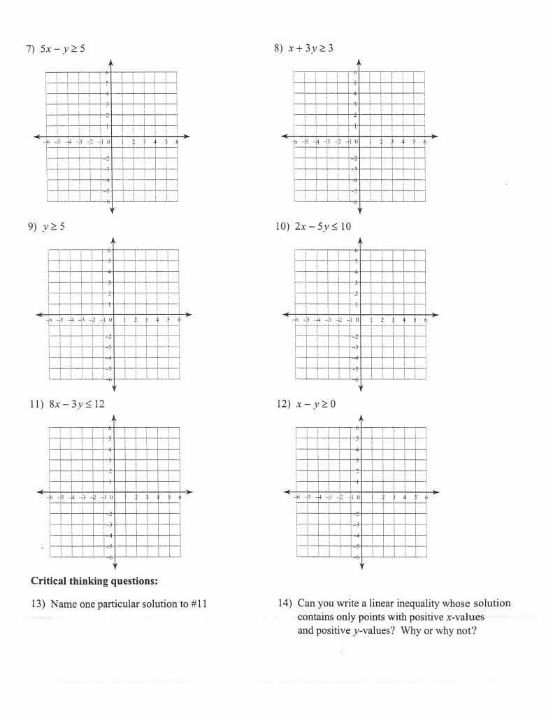 Sketch The Graph Of Each Linear Inequality Worksheet Answers At In Graphing Systems Of Inequalities Worksheet Pdf