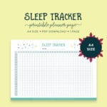 Sleep Planner A4 Sleep Journal Sleep Log Sleep Tracker  Etsy For Sleep Diary Worksheet