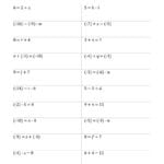 Solve One Step Equations With Smaller Values Old For Step 8 Worksheet