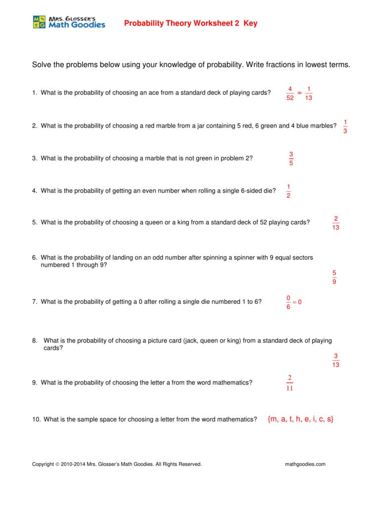 Solve The Problems Below Using Your Knowledge Of Together With Probability With A Deck Of Cards Worksheet Answers