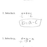 Solving Literal Equations Students Are Given Three Literal Equations Along With Literal Equations Worksheet Answers