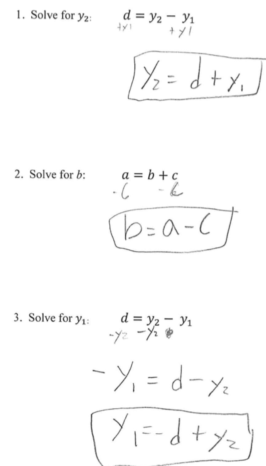 Solving Literal Equations Students Are Given Three Literal Equations For Literal Equations Worksheet Answer Key With Work