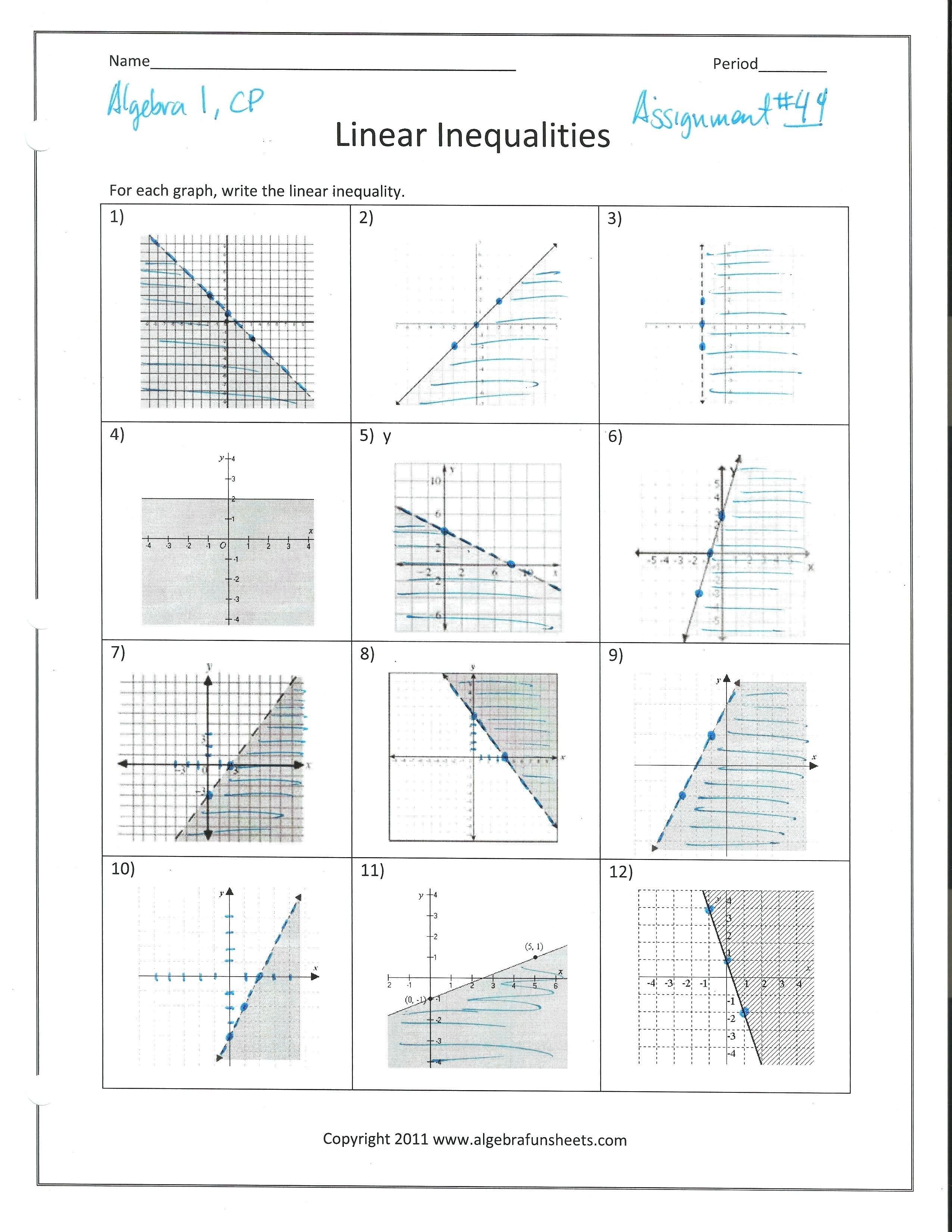 Solving Systems Of Linear Inequalitiesgraphing Math Solving And Intended For Graphing Inequalities Worksheet Pdf