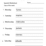 Spanish Days Of The Week Worksheet  Free Printable Educational Or Spanish Days Of The Week Worksheet Pdf