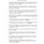 Specific Heat Calculations Answers Or Heat Calculations Worksheet Answers