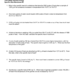 Specific Heat Worksheet 2 And Heat Calculations Worksheet Answers