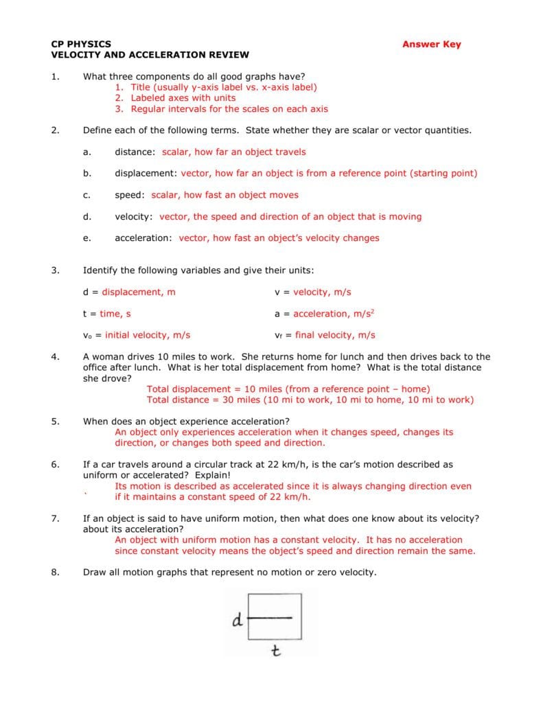 Speed Velocity And Acceleration Calculations Worksheet Answers Key With Acceleration Worksheet Answers