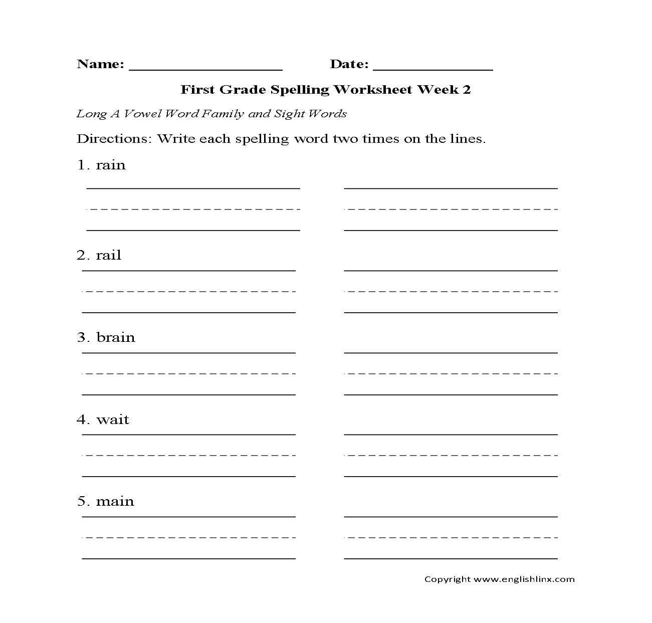 Spelling Worksheets  First Grade Spelling Worksheets Or 2Nd Grade Spelling Worksheets Pdf