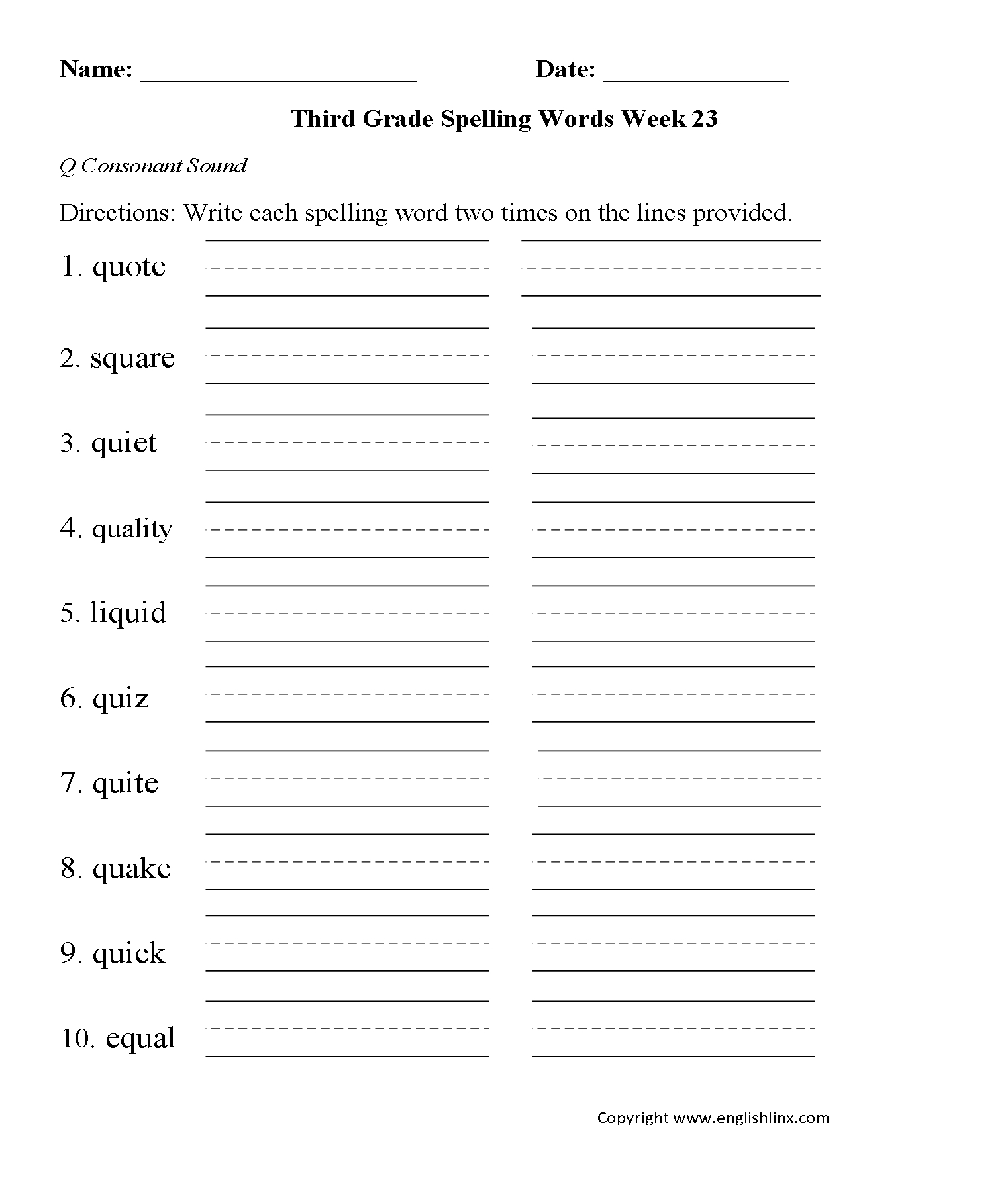 Spelling Worksheets  Third Grade Spelling Worksheets Pertaining To 3Rd Grade Spelling Worksheets