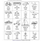 Spelling Worksheets Transportationvehicles At Enchantedlearning Along With Spelling Color Words Worksheet