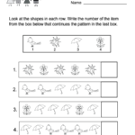 Spring Patterns Worksheet  Free Kindergarten Seasonal Worksheet For For Pattern Worksheets For Preschool