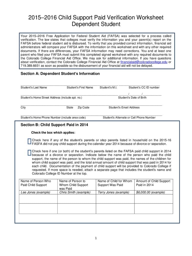 State Of Colorado Child Support Worksheet The Best Worksheets Image For Colorado Child Support Worksheet