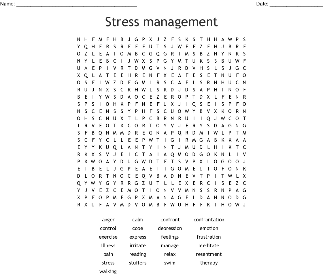 Stress Management Word Search  Wordmint With Regard To Stress Management Worksheets Pdf