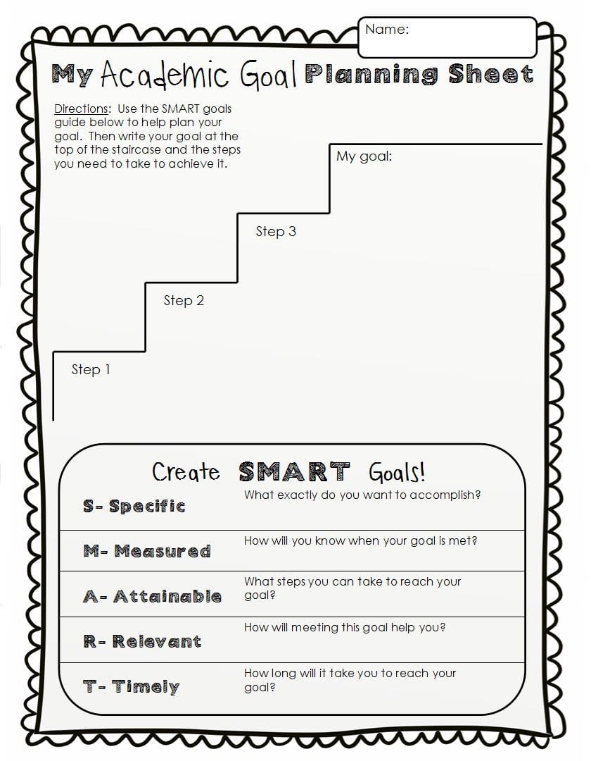 Student Academic Goal Setting Sheets  Primary Theme Park In Goal Setting Worksheet For Students