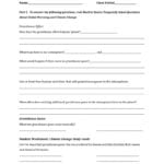 Student Worksheet Climate Change Study Guide With Regard To Global Warming Worksheet