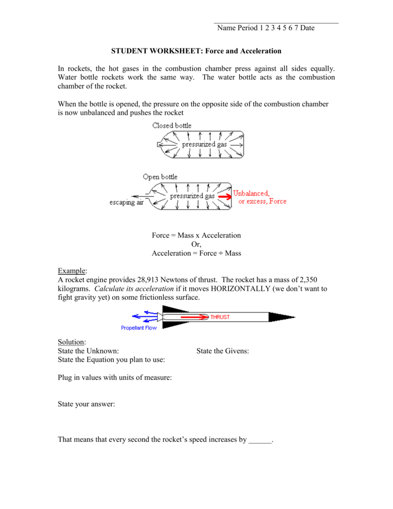 Student Worksheet Force And Acceleration As Well As Force And Acceleration Worksheet Answers