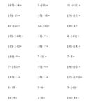 Subtracting Integers From 15 To 15 Negative Numbers In As Well As Subtracting Integers Worksheet
