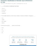 Taxonomic Classification Of Animals Quiz  Worksheet For Kids With Biological Classification Worksheet