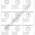 Telling The Time Quiz  Esl Worksheetyeda Within Clock Quiz Worksheet