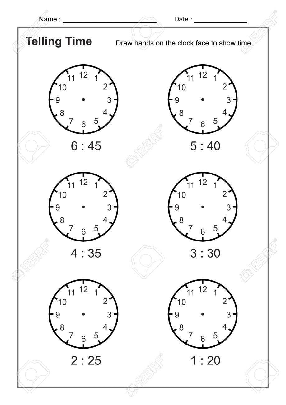 Telling Time Telling The Time Practice For Children Time Worksheets For Learning To Tell Time Worksheets