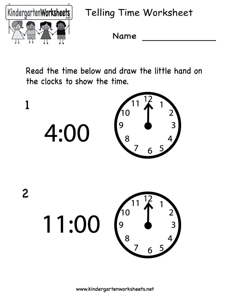 Telling Time Worksheet  Free Kindergarten Math Worksheet For Kids Throughout Telling Time In Spanish Worksheets Pdf
