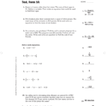 Test Form 3A Along With Course 3 Chapter 2 Equations In One Variable Worksheet Answers