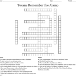 Texans Remember The Alamo Crossword  Wordmint And The Alamo Worksheet Answers