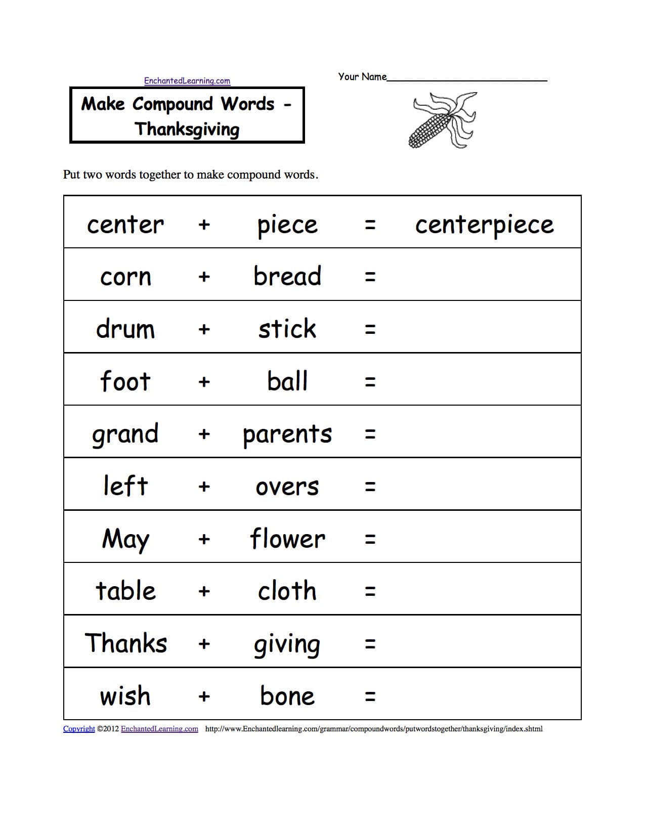 Thanksgiving Crafts Worksheets And Activities  Enchantedlearning Pertaining To Thanksgiving Worksheets For Preschoolers