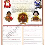 Thanksgiving Day  Reading Comprehension Editable  Esl Worksheet As Well As Thanksgiving Reading Comprehension Worksheets